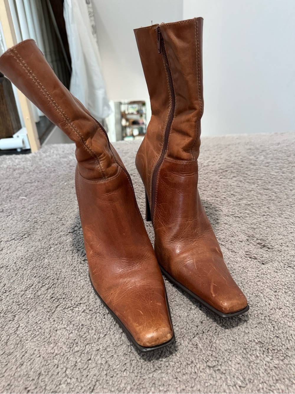 Vintage Steve Madden Joesie Leather Mid-Calf Heeled Boots